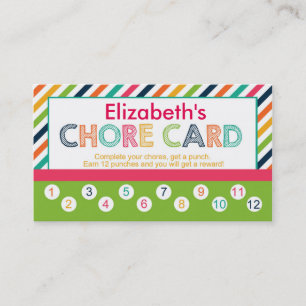Personalized children's Chore punch card