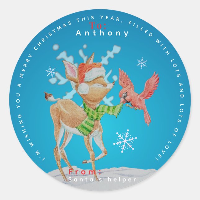 Personalized Children's Christmas Stickers  (Devant)