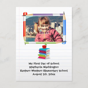 Personalized Children's Kids School Custom Photo Postcard