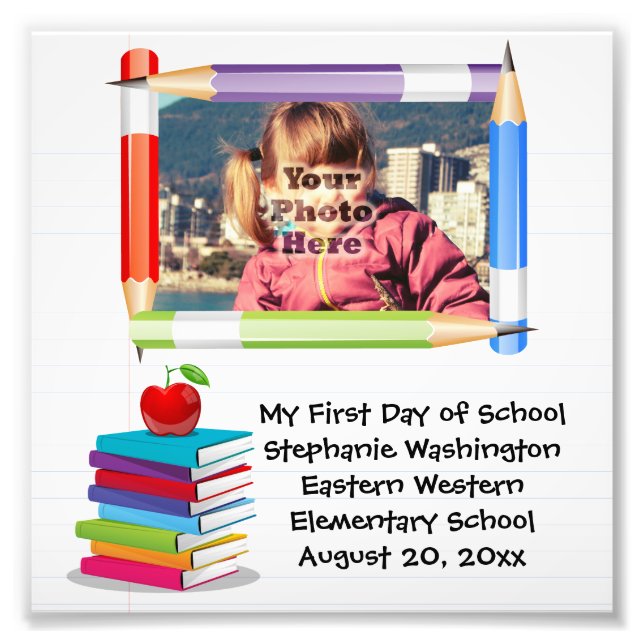 Personalized Children's Kids School Photo Frame Print (Front)