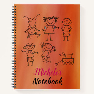 Personalized Children's Orange Notebook