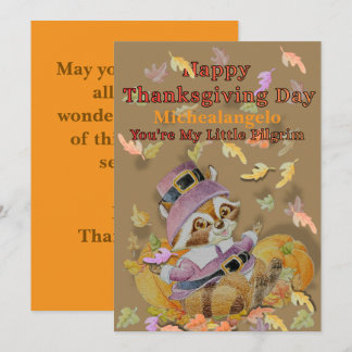 Personalized Childrens Thanksgiving  Thank You Card