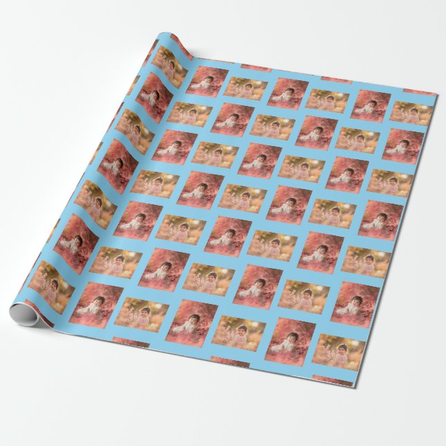 Personalized Child's 2 Photo Template Wrapping Paper (Unrolled)