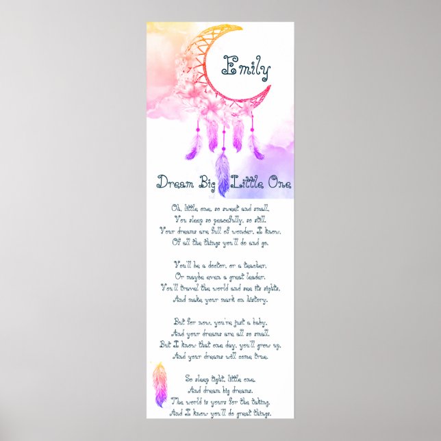 Personalized child's dreamcatcher  poem poster (Front)