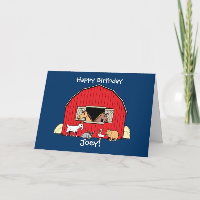 Personalized Child's Farm Animals Birthday Card (Front)