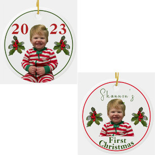 Personalized Child's First Christmas Ceramic Ornament