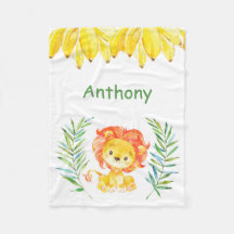 Personalized Child's Fleece Blanket Lion Jungle