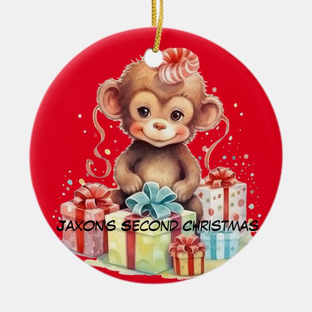Personalized Child's Second Christmas Ornament (Front)
