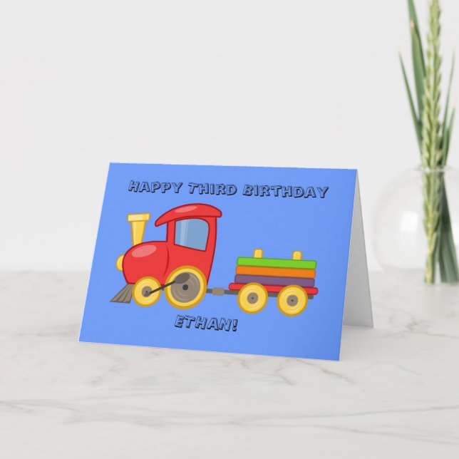 Personalized Child's Train Birthday Card (Front)
