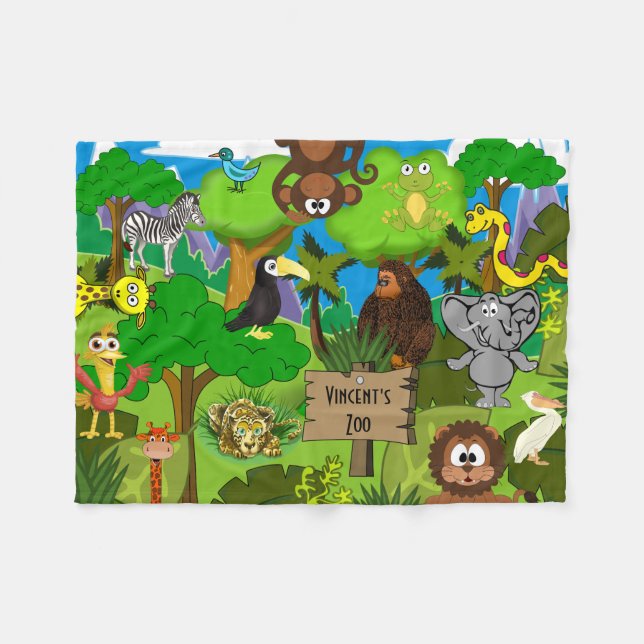 Personalized Child's Zoo Fleece Blanket (Front (Horizontal))