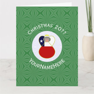 Personalized Chile Abuela Angel Christmas Flag  Card