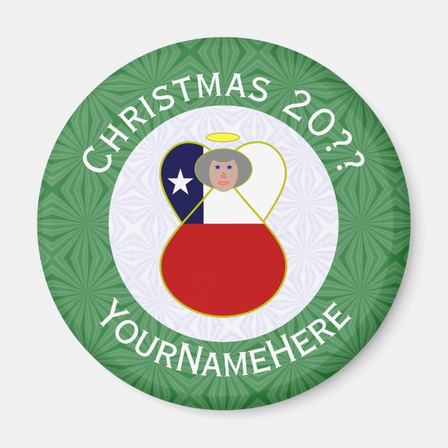 Personalized Chile Abuela Angel Christmas Flag  Magnet (Front)