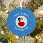Personalized Chile Abuela Angel Hanukkah Flag  Metal Ornament<br><div class="desc">Angel dressed in the red, white, and blue flag of Chile on this metal ornament for your Hanukkah decor this holiday season. Designed for families with multiple religions, the Chilean angel flies in the centre of a circle of white squiggly squares. A background of blue squiggly squares completes the Hanukkah...</div>