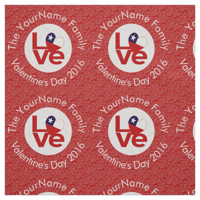 Personalized Chile Red LOVE Flag Fabric (Swatch)