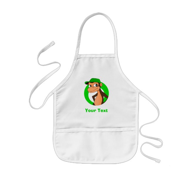 Personalized chimp cartoon  kids apron (Front)