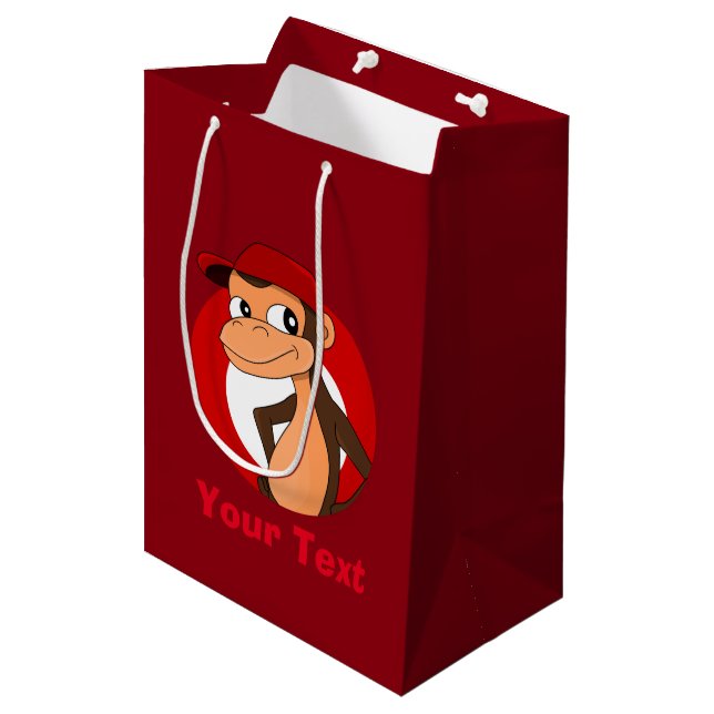 Personalized chimp cartoon medium gift bag (Front Angled)