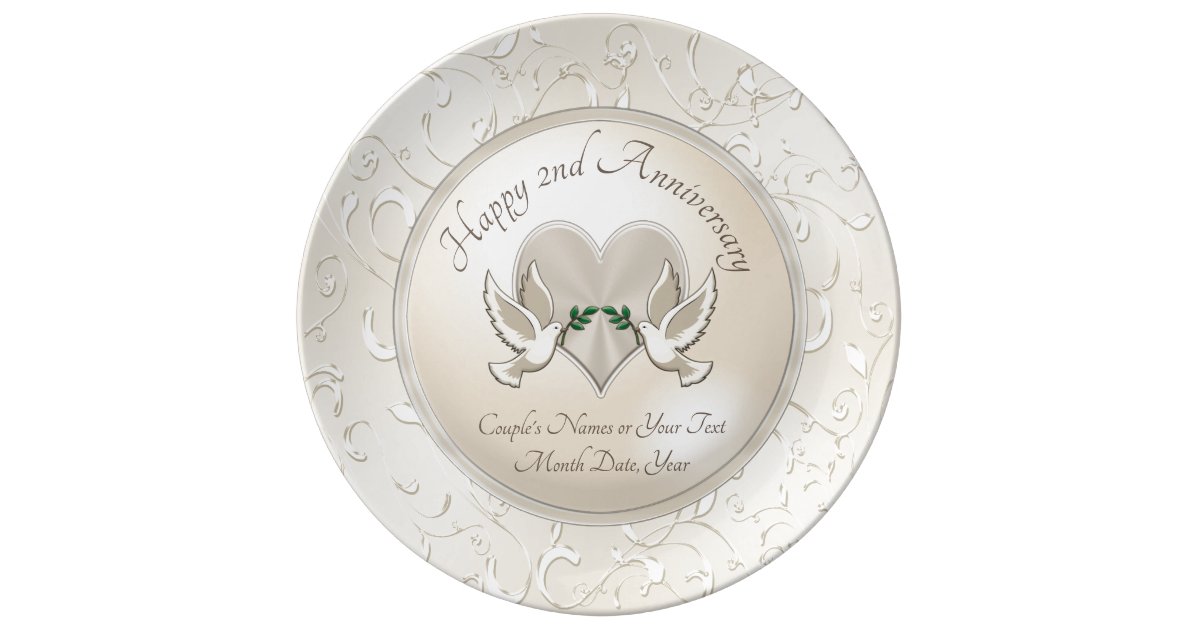 Personalized China 2nd Anniversary Gifts for Wife Plate