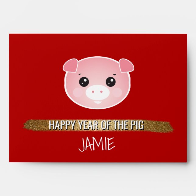 Personalized Chinese New Year | Happy Year of Pig Envelope (Front)