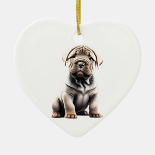 Personalized Chinese Shar-Pei Puppy Ceramic Ornament