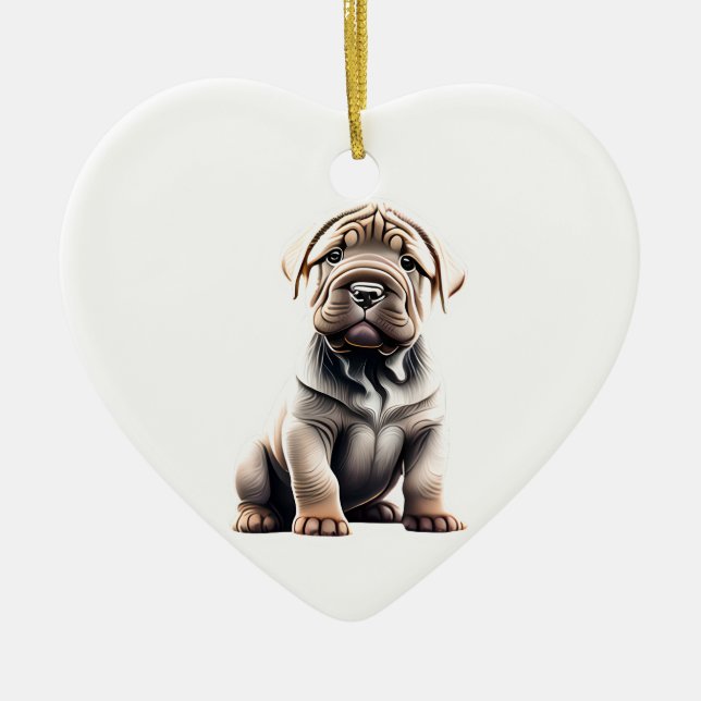 Personalized Chinese Shar-Pei Puppy Ceramic Ornament (Front)