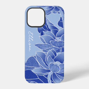 Personalized Chinoiserie Chic Blue Lotus Mandala iPhone 12 Pro Case