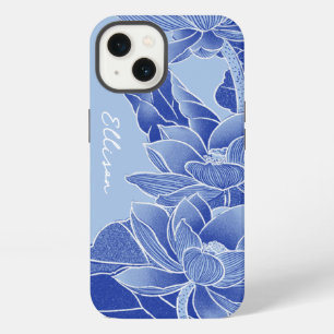 Personalized Chinoiserie Chic Blue Lotus Mandala iPhone 13 Case