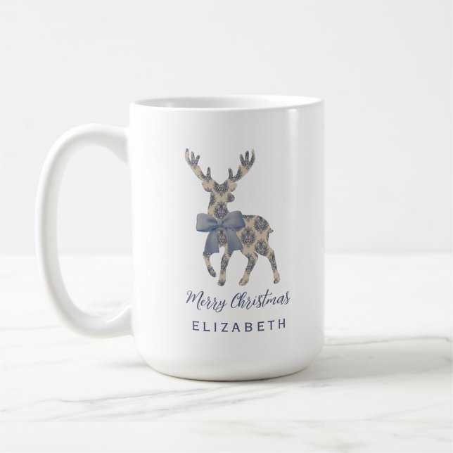 Personalized Chinoiserie Reindeer  Coffee Mug (Left)