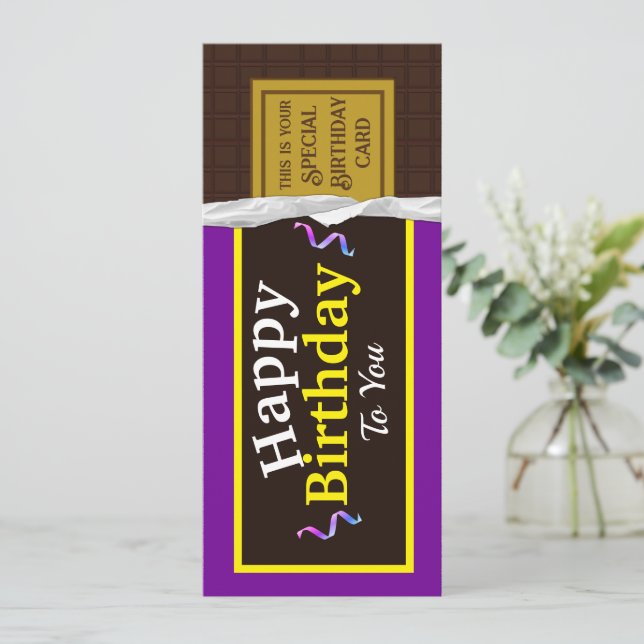 Personalized Chocolate Candy Bar Birthday Card (Standing Front)