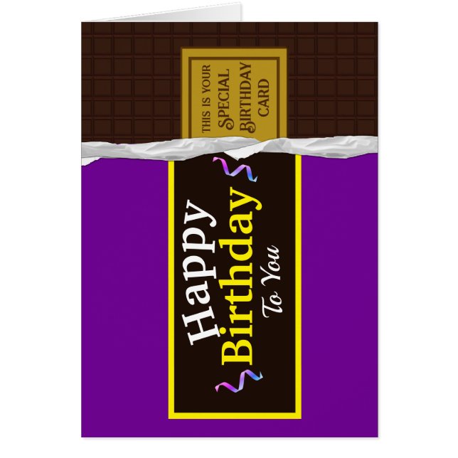 Personalized Chocolate Candy Bar Birthday Card (Front)
