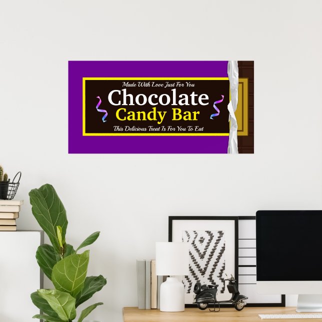 Personalized Chocolate Candy Bar Party Banner Poster (Home Office)