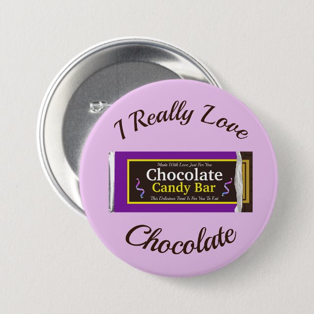 Personalized Chocolate Candy Bar Party Favour 3 Inch Round Button (Front & Back)