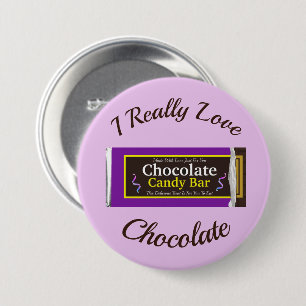 Personalized Chocolate Candy Bar Party Favour 3 Inch Round Button