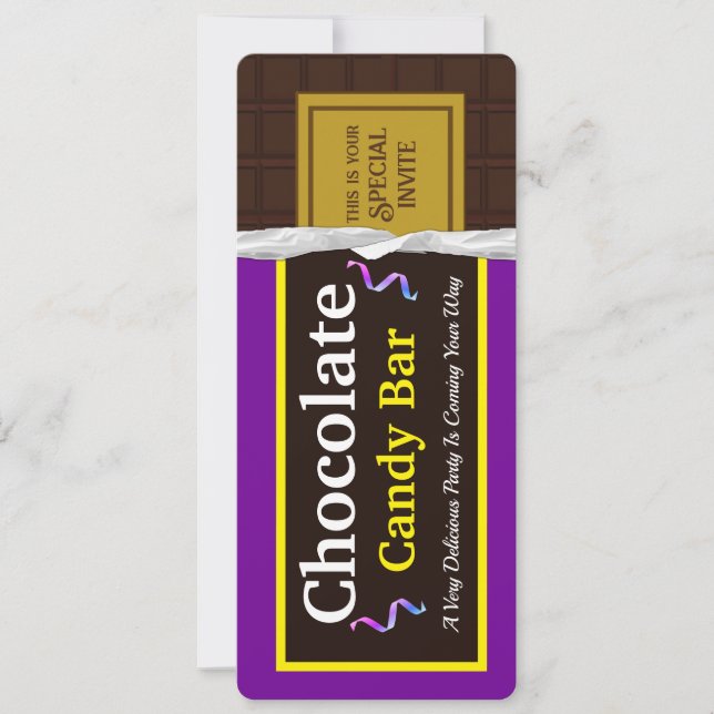 Personalized Chocolate Candy Bar Party Invitation (Front)