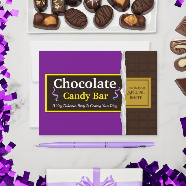 Personalized Chocolate Candy Bar Party Invitation (Creator Uploaded)