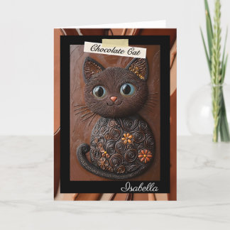 Personalized Chocolate Cat Greeting Card