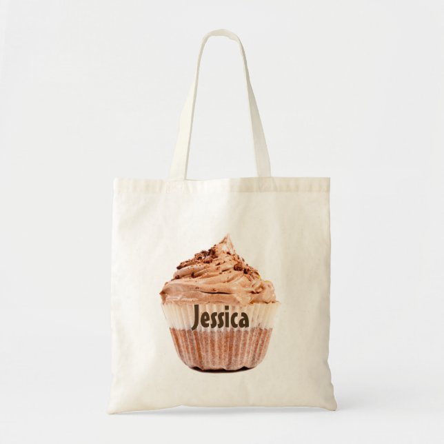 Personalized Chocolate Cupcake Tote Bag (Front)