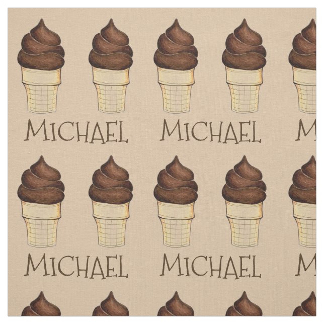 Personalized Chocolate Ice Cream Cone Cones Fabric (Swatch)