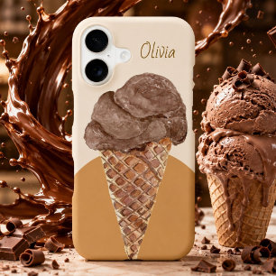 Personalized Chocolate Ice cream Watercolor