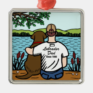 Personalized Chocolate Labrador and Dad 2 Metal Ornament