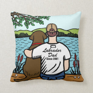 Personalized Chocolate Labrador and Dad 2 Throw Pillow