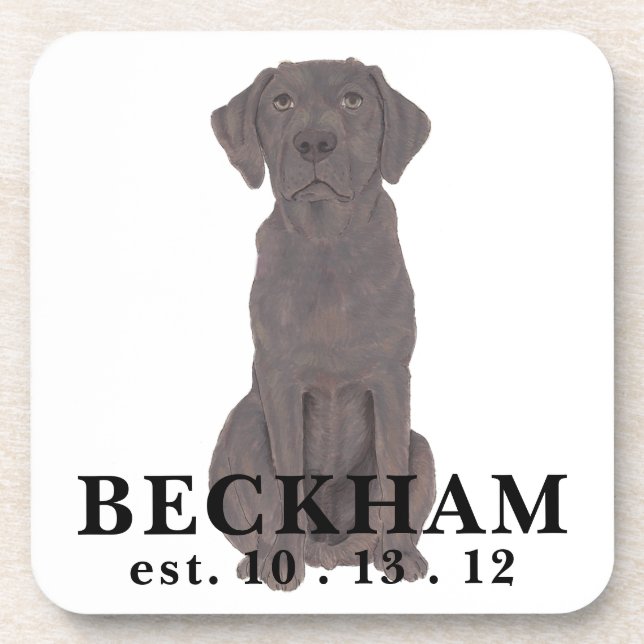Personalized Chocolate Labrador Coaster (Front)