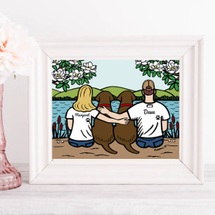 Personalized Chocolate Labrador Family Blonde Long Poster