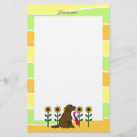 Personalized Chocolate Labrador with Sunflowers