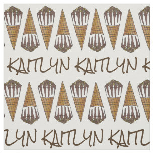 Personalized Chocolate Peanut Ice Cream Cone Fabric
