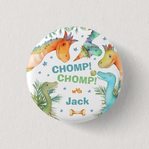 Personalized CHOMP! CHOMP! Dinosaur Badge 1 Inch Round Button