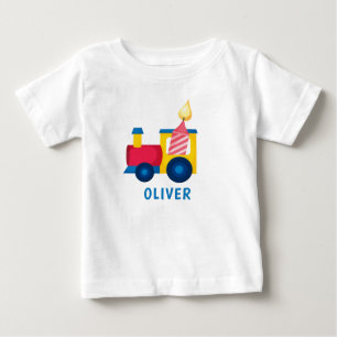 Personalized Choo Choo I'm 1 Train Theme Birthday Baby T-Shirt