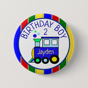 Personalized Choo Choo Train Birthday Boy Name 2 Inch Round Button