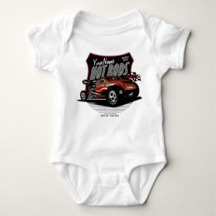 Personalized Chopped Red Hot Rod Coupe Speed Shop  Baby Bodysuit