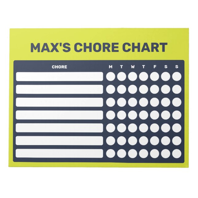 Personalized Chore Chart Notepad (Front)