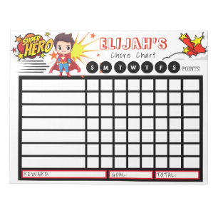 Personalized Chore Chart, Superhero Notepad